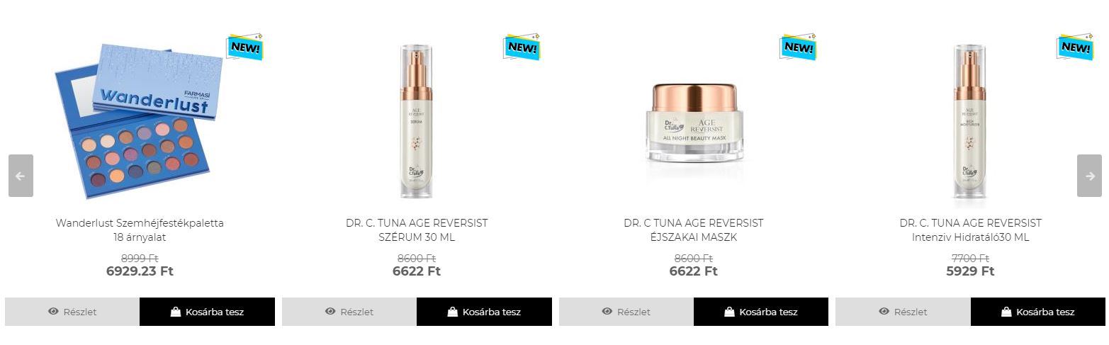 FARMASI - Wanderlust Szemhéjfestékpaletta 18 árnyalat FARMASI - DR. C. TUNA AGE REVERSIST SZÉRUM 30 ML FARMASI - DR. C TUNA AGE REVERSIST ÉJSZAKAI MASZK FARMASI - DR. C. TUNA AGE REVERSIST Intenziv Hidratáló30 ML
