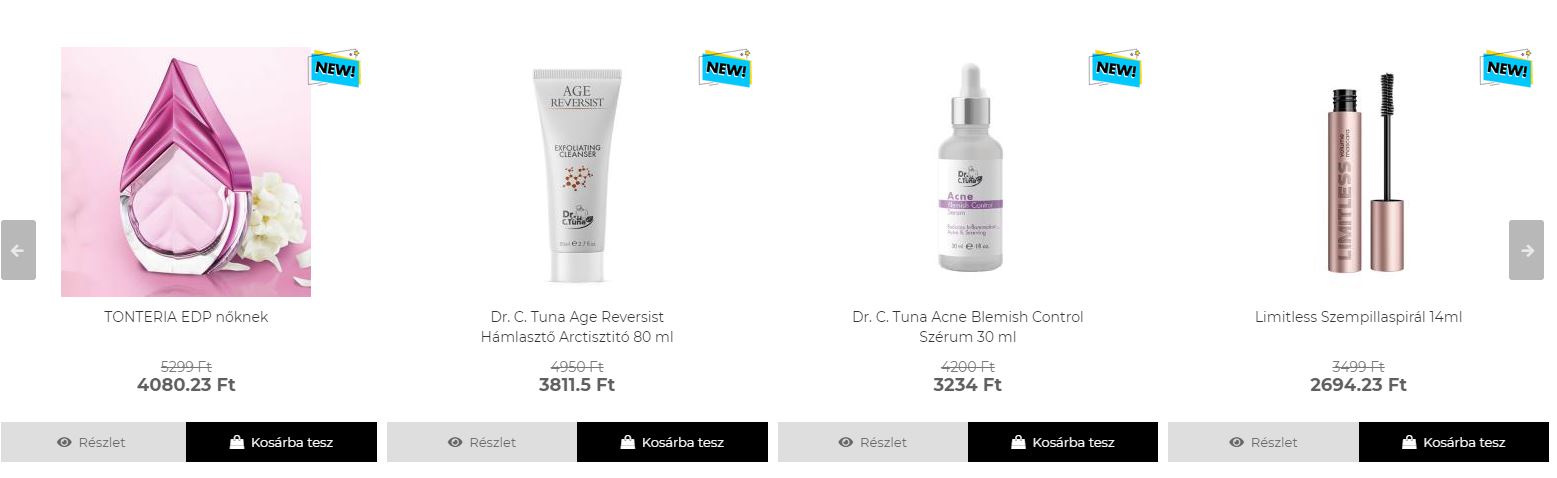 FARMASI - TONTERIA EDP nőknek, FARMASI - Dr. C. Tuna Age Reversist Hámlasztő Arctisztitó 80 ml, FARMASI - Dr. C. Tuna Acne Blemish Control Szérum 30 ml FARMASI - Limitless Szempillaspirál 14ml