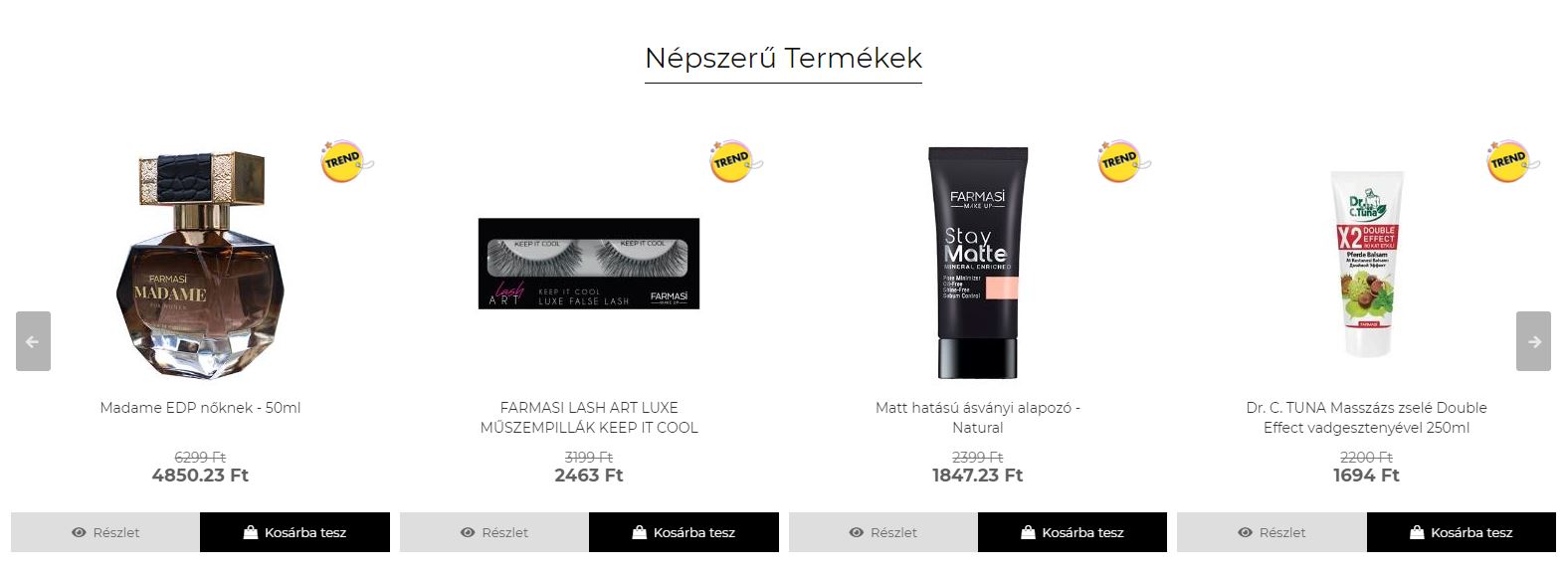 ➡️ Farmasi Madame EDP nőknek 50ml 1107433, ➡️ FARMASI LASH ART LUXE MŰSZEMPILLÁK KEEP IT COOL 9700833, ➡️ Matt hatású ásványi alapozó - Natural 1302494, ➡️ Dr. C. TUNA Masszázs zselé Double Effect vadgesztenyével 250ml  1103180