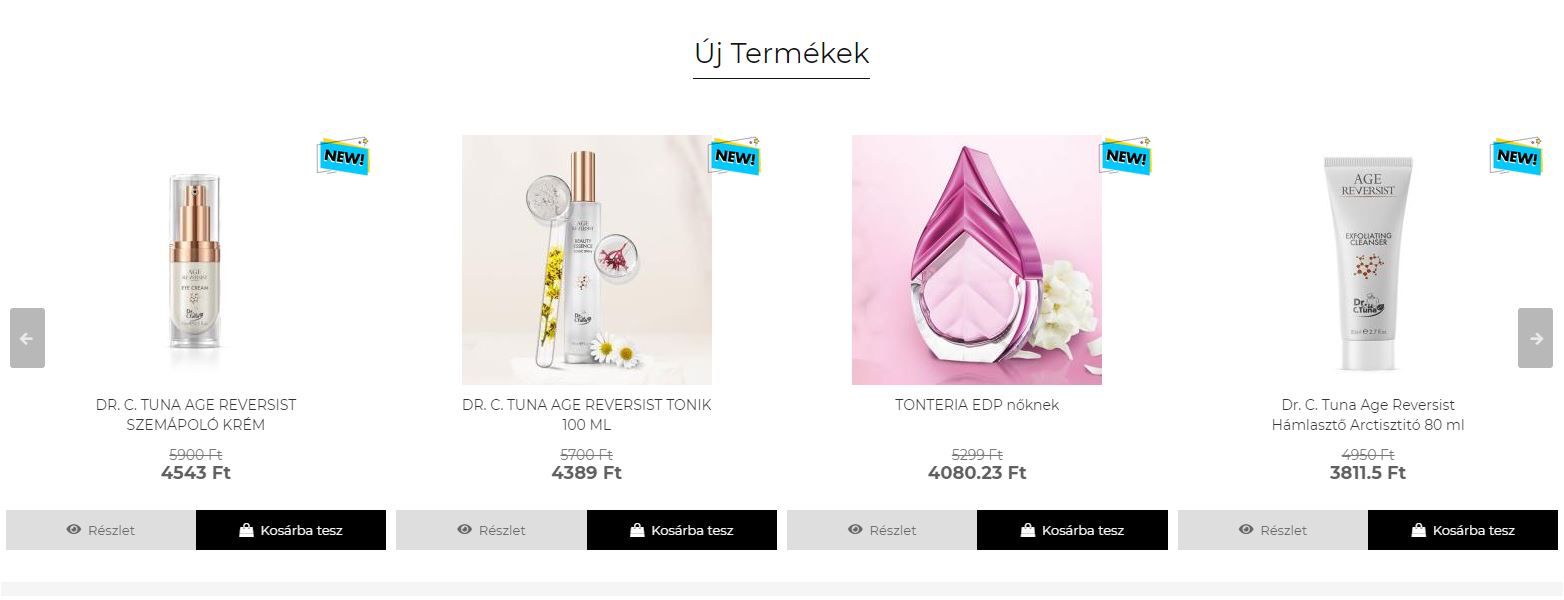 👉 DR. C. TUNA AGE REVERSIST SZEMÁPOLÓ KRÉM 1104200 👉 DR. C. TUNA AGE REVERSIST TONIK 100 ML 1104202 👉 Farmasi TONTERIA EDP nőknek 1107533 👉 Dr. C. Tuna Age Reversist Hámlasztő Arctisztitó 80 ml 1104203