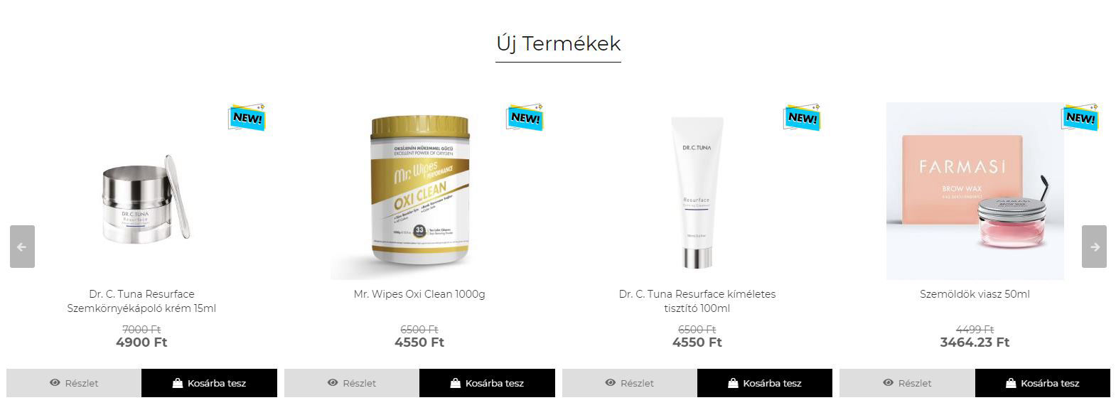 👉 Dr. C. Tuna Resurface Szemkörnyékápoló krém 15ml ➡️ Mr. Wipes Oxi Clean 1000g 👉 Dr. C. Tuna Resurface kíméletes tisztító 100ml ➡️ Farmasi Szemöldök viasz 50ml
