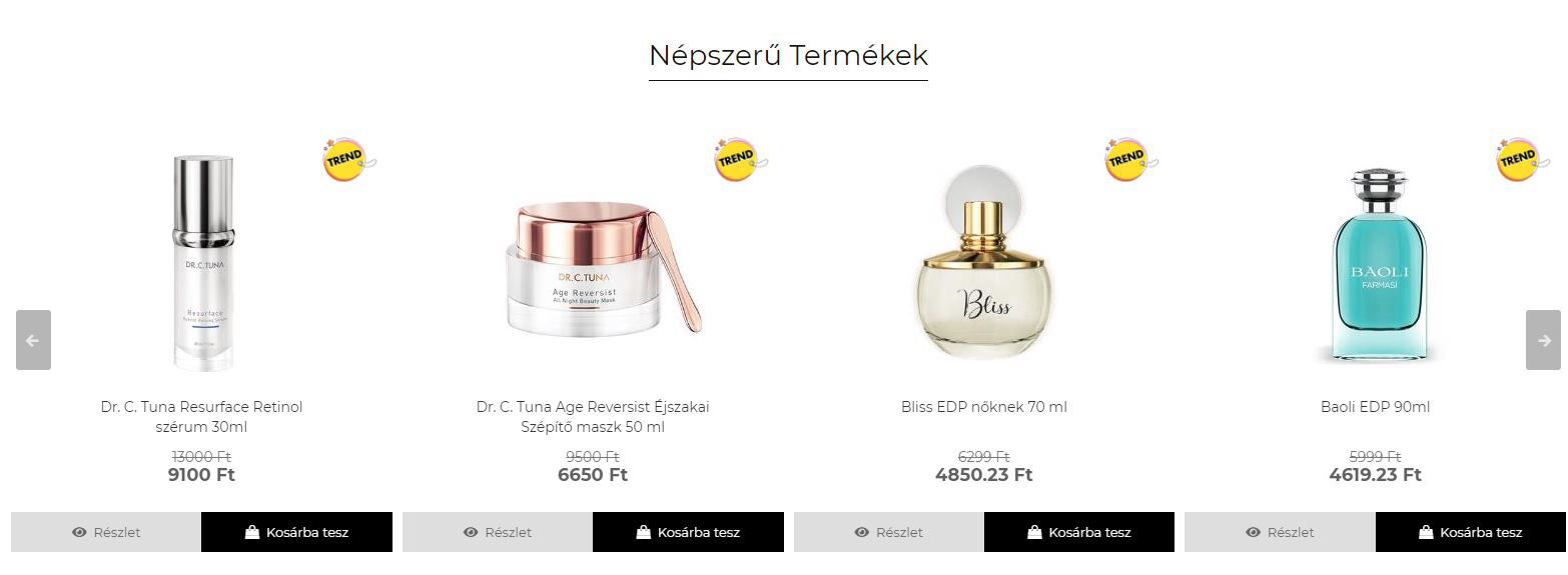 ✅ Dr. C. Tuna Resurface Retinol szérum 30ml ✅ Dr. C. Tuna Age Reversist Éjszakai Szépítő maszk 50 ml ✅ Bliss EDP nőknek 70 ml ✅ Baoli EDP 90ml