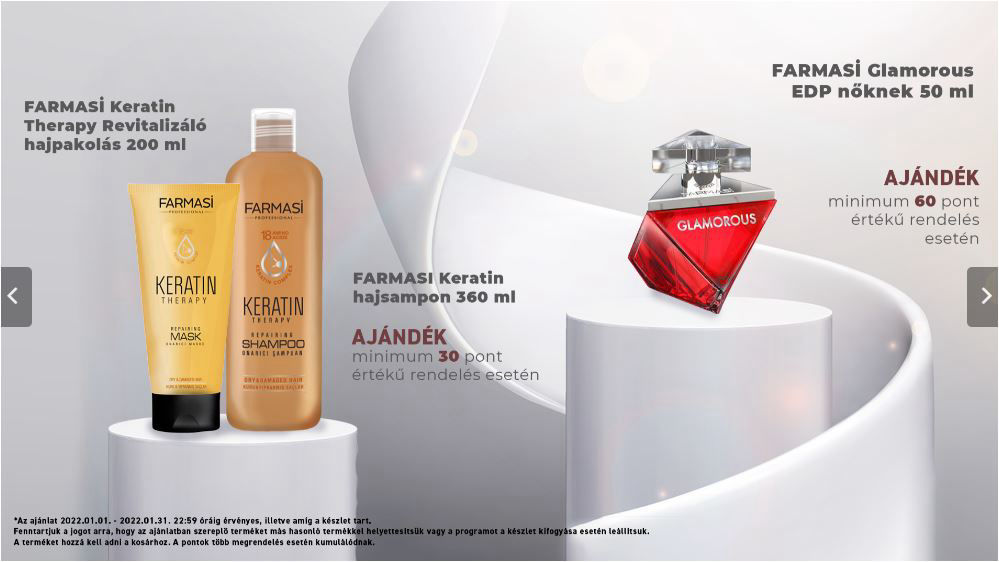 🌟 Farmasi Keratin Therapy Revitalizáló hajpakolás 200 ml,✅ Farmasi Glamorous EDP nőknek 50 ml, 🔶Farmasi Keratin hajsampon 360 ml