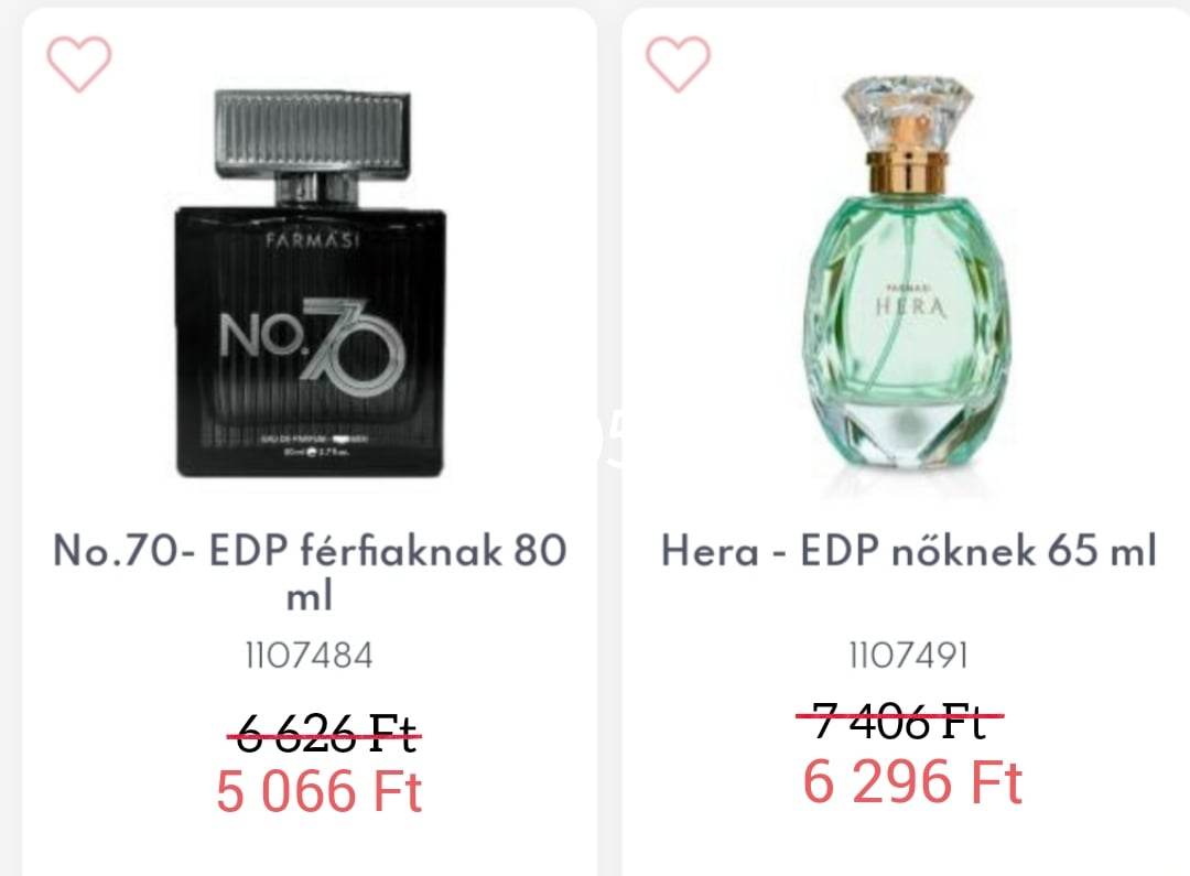 ✅ 🛒 Farmasi - No.70 - EDP férfiaknak 80 ml kód: 1107484  ✅  🛒 Farmasi - Hera - EDP nőknek 65 ml kód: 1107491 👉 Akció 2023. december