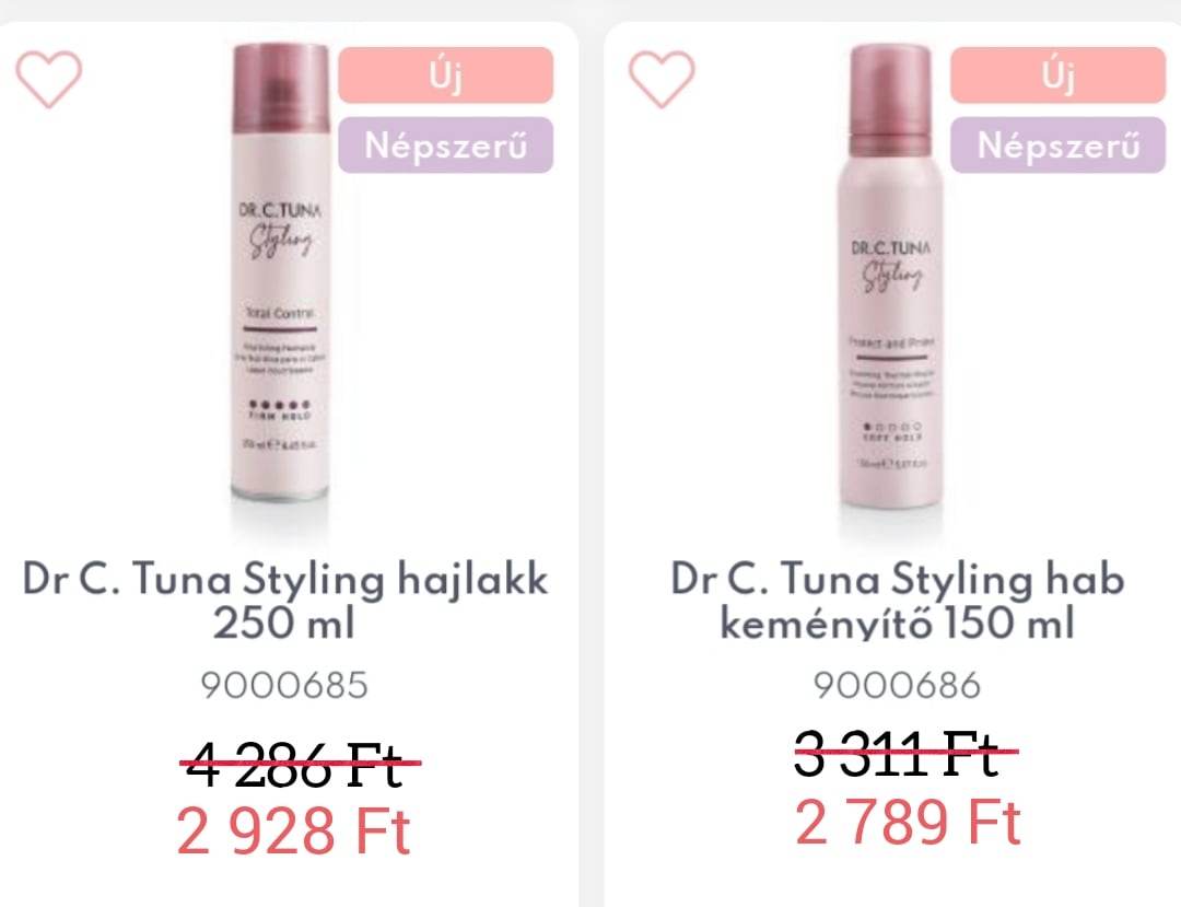 ➡️ 🛒 Farmasi - Dr. C. Tuna Styling hajlakk 250 ml kód: 9000685  ➡️  🛒 Farmasi - Dr. C. Tuna Styling hab keményítő 150 ml kód: 9000686 👉 Akció 2023. december